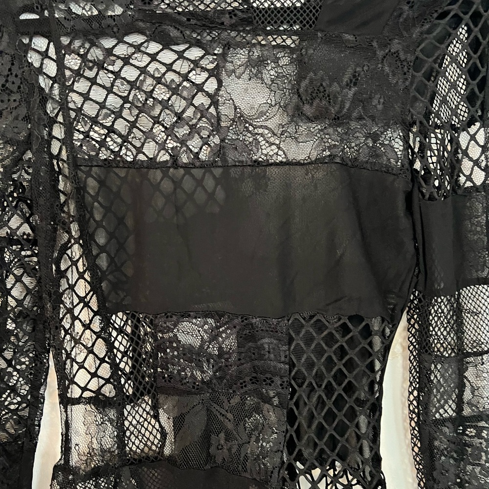 AKIRA Black Lace Mesh Blouse - Picture 6 of 7